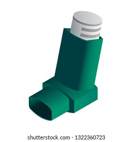 Green inhaler icon. Isometric of green inhaler vector icon for web design isolated on white background