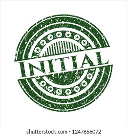 Green Initial distressed rubber grunge seal