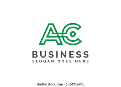 Green initial letter AC logo vector template