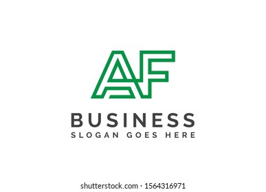 Green initial letter AF logo vector template