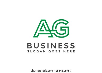 Green initial letter AG logo vector template