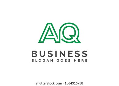 Green initial letter AQ logo vector template