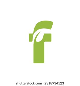 Green Initial Letter F with Leaf Logo Design Vector