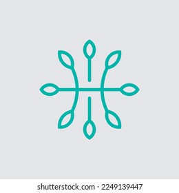 Green Initial Letter H with Leaf Flower Link Logo Design Inspiration