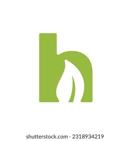 Green Initial letter h nature leaf logo design vector
