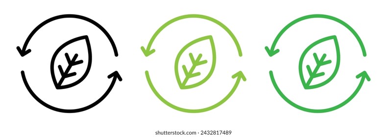 Icono de Línea de Iniciativa Verde. Icono de Eco Visión en contorno y estilo plano sólido.