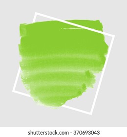 Green ink banner with frame on grey background