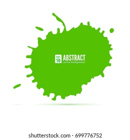 Green ink blot. Abstract background. Speech bubble, vector 3D illustration. Grunge symbol for cards, poster, cover and flyers design