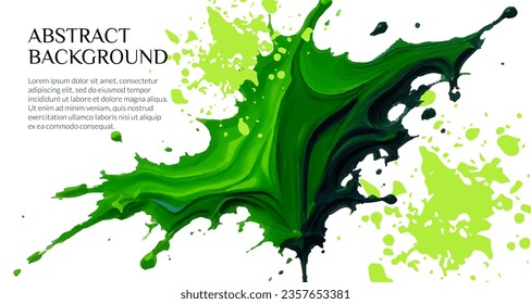 Fondo del trazo de pincel de tinta verde. Cartel del vector.