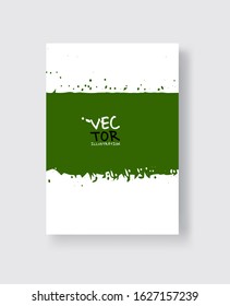 Green ink brush stroke on white background. Minimalistic style. Vector illustration of grunge element stains.Vector brushes illustration.