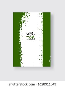 Green ink brush stroke on white background. Minimalistic style. Vector illustration of grunge element stains.Vector brushes illustration.