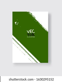Green ink brush stroke on white background. Minimalistic style. Vector illustration of grunge element stains.Vector brushes illustration.
