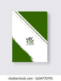 Green ink brush stroke on white background. Minimalistic style. Vector illustration of grunge element stains.Vector brushes illustration.