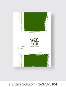Green ink brush stroke on white background. Minimalistic style. Vector illustration of grunge element stains.Vector brushes illustration.