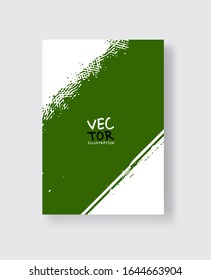 Green ink brush stroke on white background. Minimalistic style. Vector illustration of grunge element stains.Vector brushes illustration.