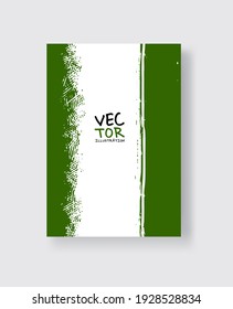 El pincel de tinta verde se derrama sobre fondo blanco. Estilo minimalista. Ilustración vectorial de las manchas de elementos grunge.Ilustración de pinceles vectorial.