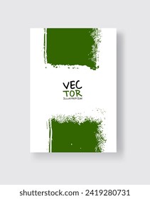 Green ink brush stroke on white background. Minimalistic style. Vector illustration of grunge element stains.Vector brushes illustration.