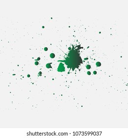 Green ink drops on white background. Vector.