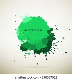 green Ink splats with text space.  vector  ink splashes,each splash is grouped individually ,so you can modify it as you want. 