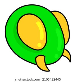green insect with big eyes and fangs, vector illustration carton emoticon. doodle icon drawing