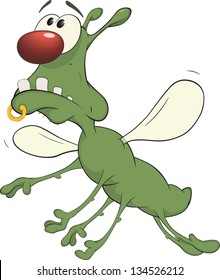 Green insect. Cartoon