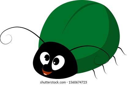 insecto verde, ilustración, vector sobre fondo blanco.