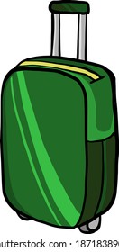 Maleta verde interesante, ilustración, vector sobre fondo blanco.