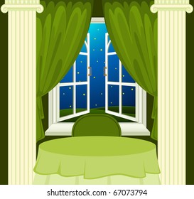 green interior is in a restaurant