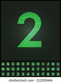 Green interlaced letters and numbers font set - number 2