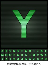 Green interlaced letters and numbers font set - letter  Y