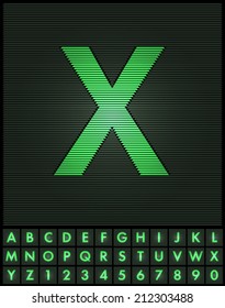 Green interlaced letters and numbers font set - letter  X