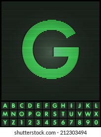 Green interlaced letters and numbers font set - G