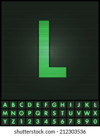 Green interlaced letters and numbers font set - letter L