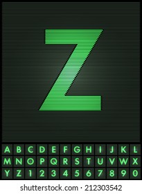 Green interlaced letters and numbers font set - letter Z