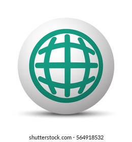 Green International icon on white sphere