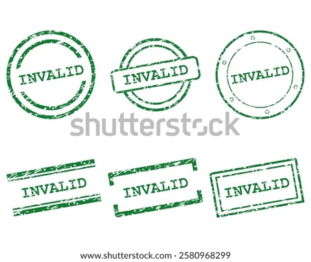 Green invalid stamps on white