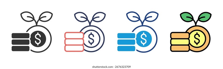 Conjunto de iconos de inversión verde Colección de estilo múltiple