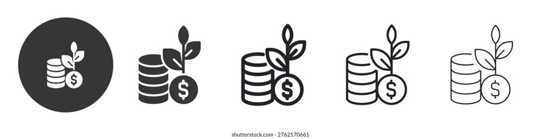 Green Investment thin line and solid icon. Multi series icon. Web minimal icon