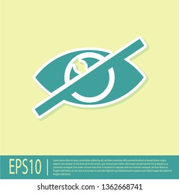 Green Invisible or hide icon isolated on yellow background. Flat design. Vector Illustration