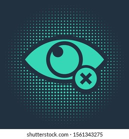 Green Invisible or hide icon isolated on blue background. Abstract circle random dots. Vector Illustration