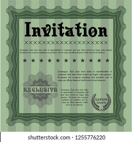 Green Invitation. Artistry design. Complex background. Detailed. 
