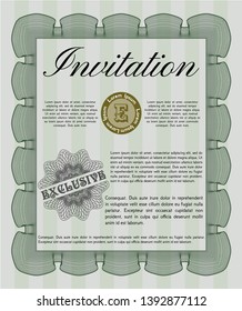 Green Invitation. Artistry design. With linear background. Customizable, Easy to edit and change colors. 
