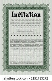 Green Invitation. With background. Customizable, Easy to edit and change colors. Nice design. 