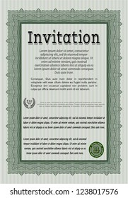 Green Invitation. With background. Detailed. Modern design. 