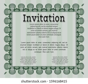 Green Invitation. With background. Elegant design. Vector illustration. 