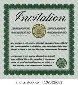 Green Invitation. With background. Excellent design. Customizable, Easy to edit and change colors. 