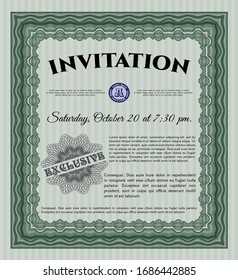 Invitación verde. Con fondo. Buen diseño. Ilustración vectorial. 