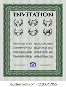 Green Invitation. With background. Superior design. Detailed. 