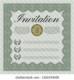 Green Invitation. With background. Vector illustration. Retro design. 
