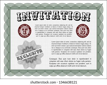 Green Invitation. Beauty design. Vector illustration. With complex background. 